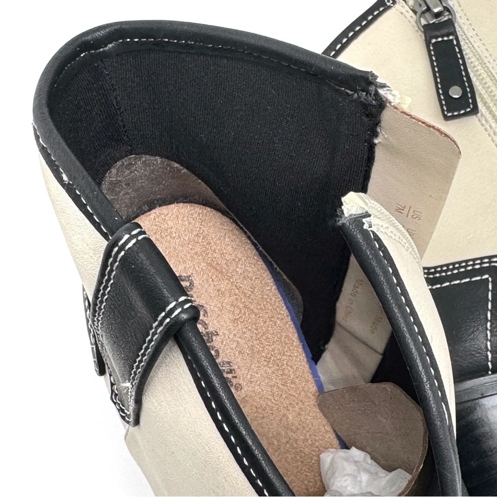 Dr. Scholl's Lasso Western Ankle Bootie Black and Off White Faux Leather Size 7